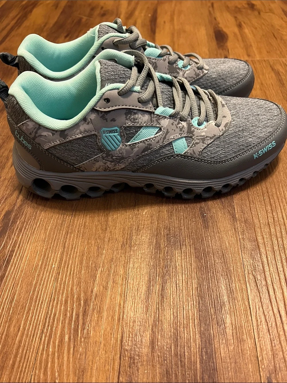 Gray & Mint/light teal  Athletic Sneakers